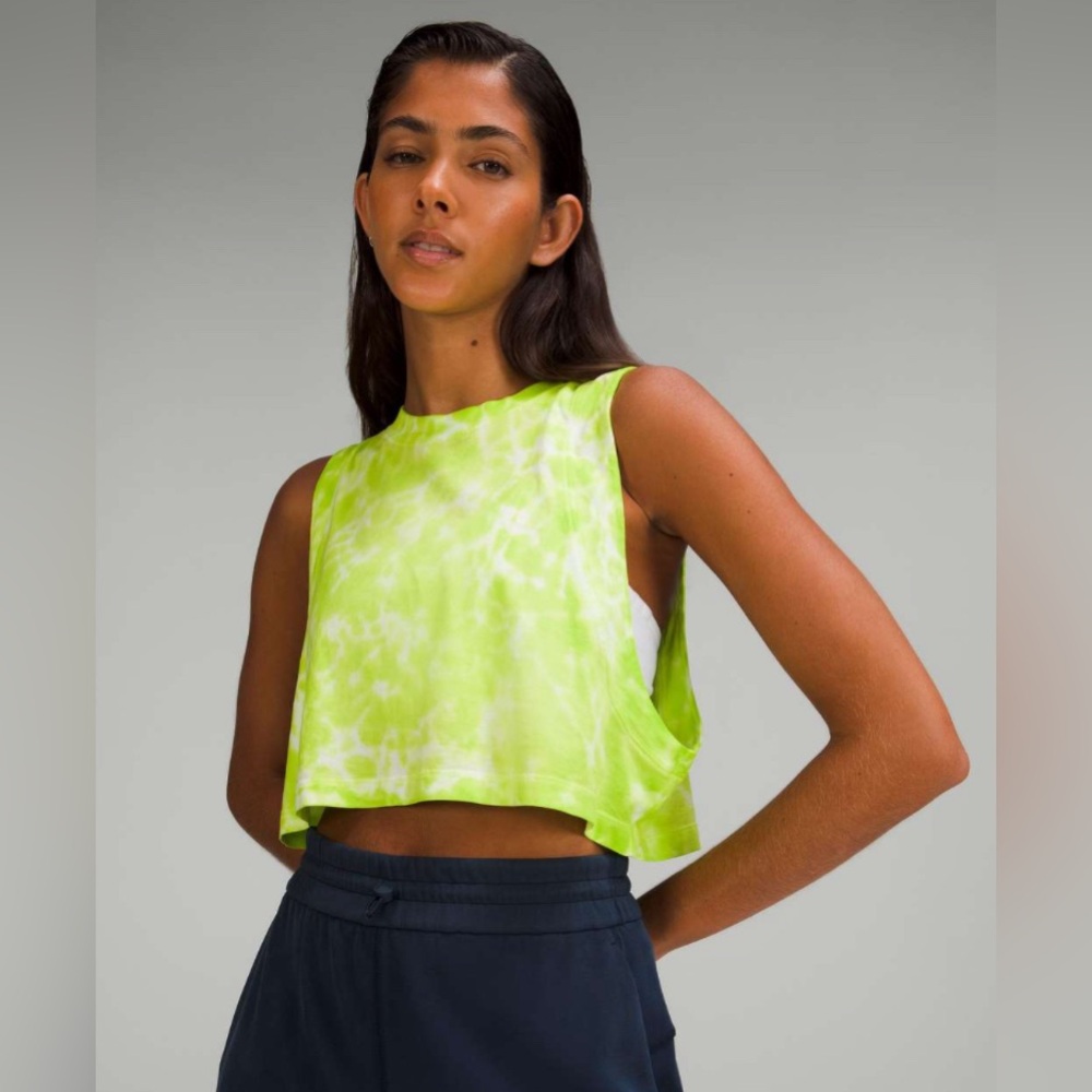 Lululemon All Yours Cropped Cotton Tank Top 
Marmoleado Tie Dye Eccentric Lime